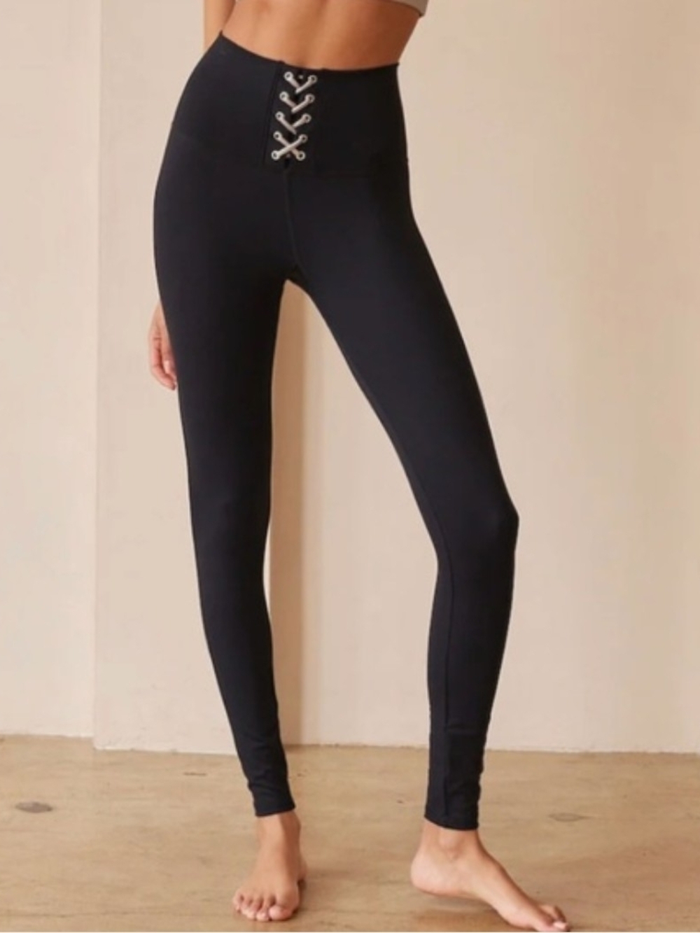 Strut This Black Lace Up Kennedy Leggings Medium High Waisted